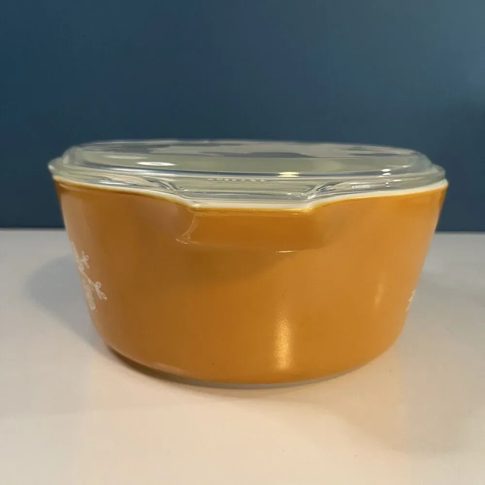 Vintage Pyrex Butterfly Gold 475-B Casserole Deep Dish 2.5 qt & Lid 475-C EUC